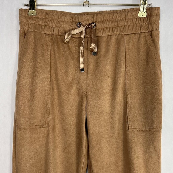 Jules & Leopold Jogger Womens Medium Camel Faux Suede High Rise Drawstring Pants - Picture 3 of 11